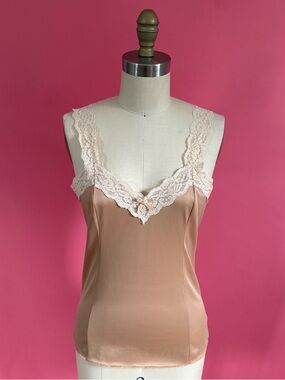 🌈4/$20🌈 Vintage 70s/80s Coquette Lace Lined Princess Neckline Darling Bow XS-S